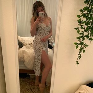 reformation midi high slit floral dress